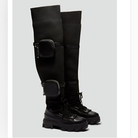 NWB Tourmaline Thigh-High Utility Lug Sole Boots - Nadia x FTF - Sz 11 - Picture 1 of 1